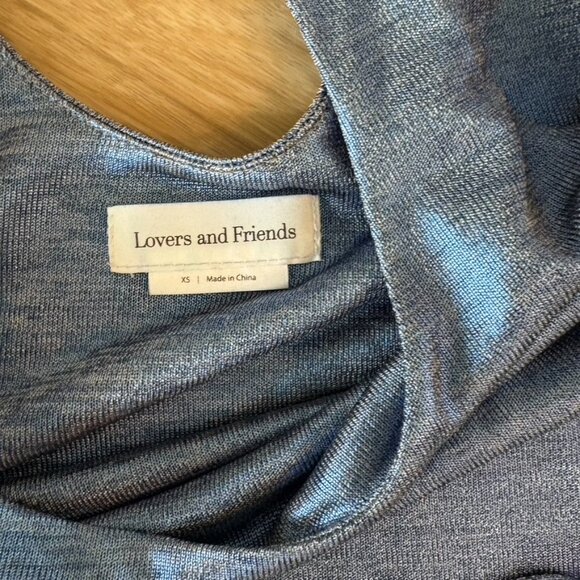 Lovers + Friends Kahlo Midi Dress Electric Blue Shimmer Size XS Revolve - Picture 9 of 9